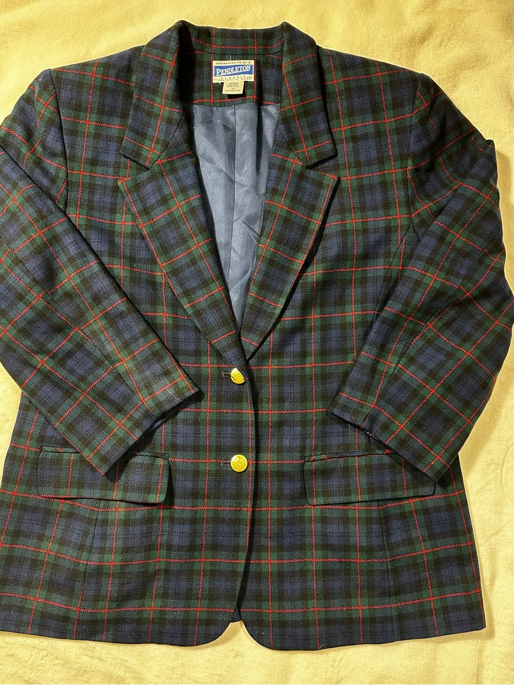 Pendleton Womens Green & Blue Tartan Blazer